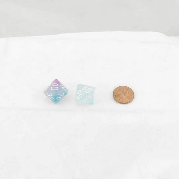 Wisteria Nebula Luminary Dice with White Numbers 16mm (5/8in) Tens D10 Set of 2 Wondertrail