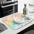 thumbnail image 3 of Light Pioneer Flower Pattern Dish Drying Mat for Kitchen 1 Pack, Ultra Absorbent Microfiber Dishes Drainer Mats,16"x18", 3 of 6