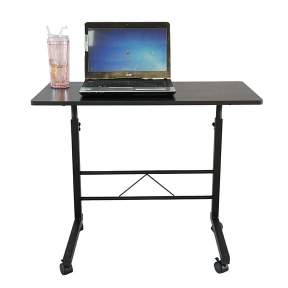 KAAYEE 27-38"Adjustable Height C-shaped Side Table,Rolling Computer Desk for Bedroom,Living Room Black