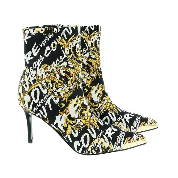 Versace Jeans Couture Womens Black Gold Side Zip Cap Toe Ankle Boot-EU36 for womens