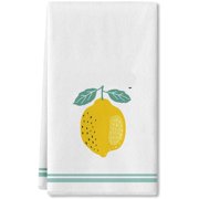 Hello Summer Lemon Fingertip Towel, Seasonal Holiday Soft & Absorbent Household Hand Towel Gift Bathroom Kitchen Decoration Set of 1, 16 x 28 Inch