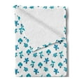 thumbnail image 2 of Floral Soft Flannel Fleece Throw Blanket, Repeating Formations of Botanical Plants on a Plain Background, Cozy Plush for Indoor and Outdoor Use, 60" x 80", Sea Blue and Dark Turquoise, by Ambesonne, 2 of 5