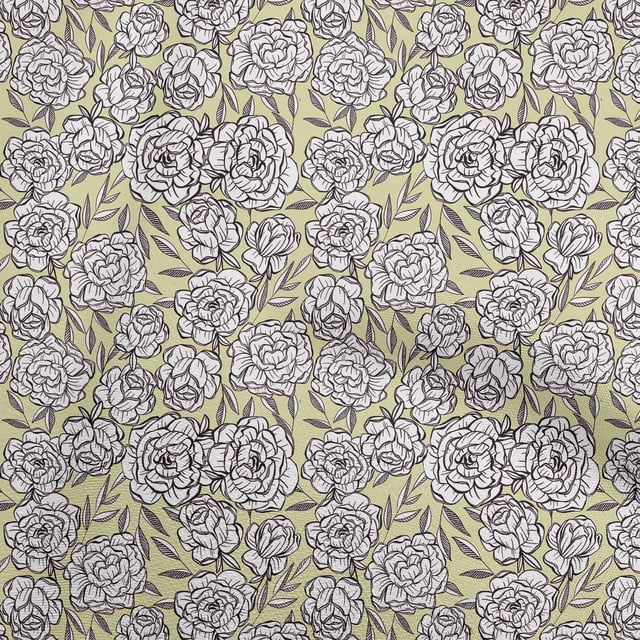 oneOone Polyester Spandex Light Green Fabric Floral Craft Projects Decor Fabric Printed By The Yard 56 Inch Wide