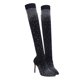 thumbnail image 1 of Botas de tacón alto por encima de la rodilla Stiletto Botas de diamantes brillantes Botas elásticas de diamantes de imitación para mujer (Negro Talla 43 EU41 US14 UK7), 1 of 5