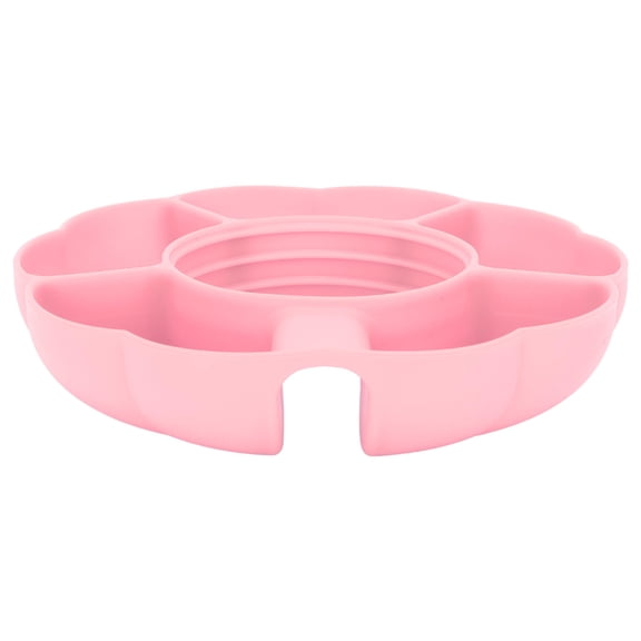 YAHHU 5‑Section Silicone Snack Divider Tray – Durable, Food‑Grade, Heat‑Resistant Round Platter for 40oz Cups (Pink)