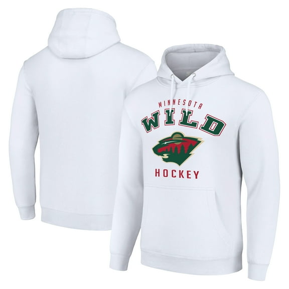 Men's Starter White Minnesota Wild Logo Pullover Hoodie