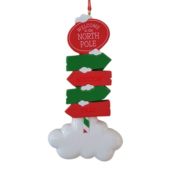 North Pole Sign Christmas For Family Of 4 Resin Ornament