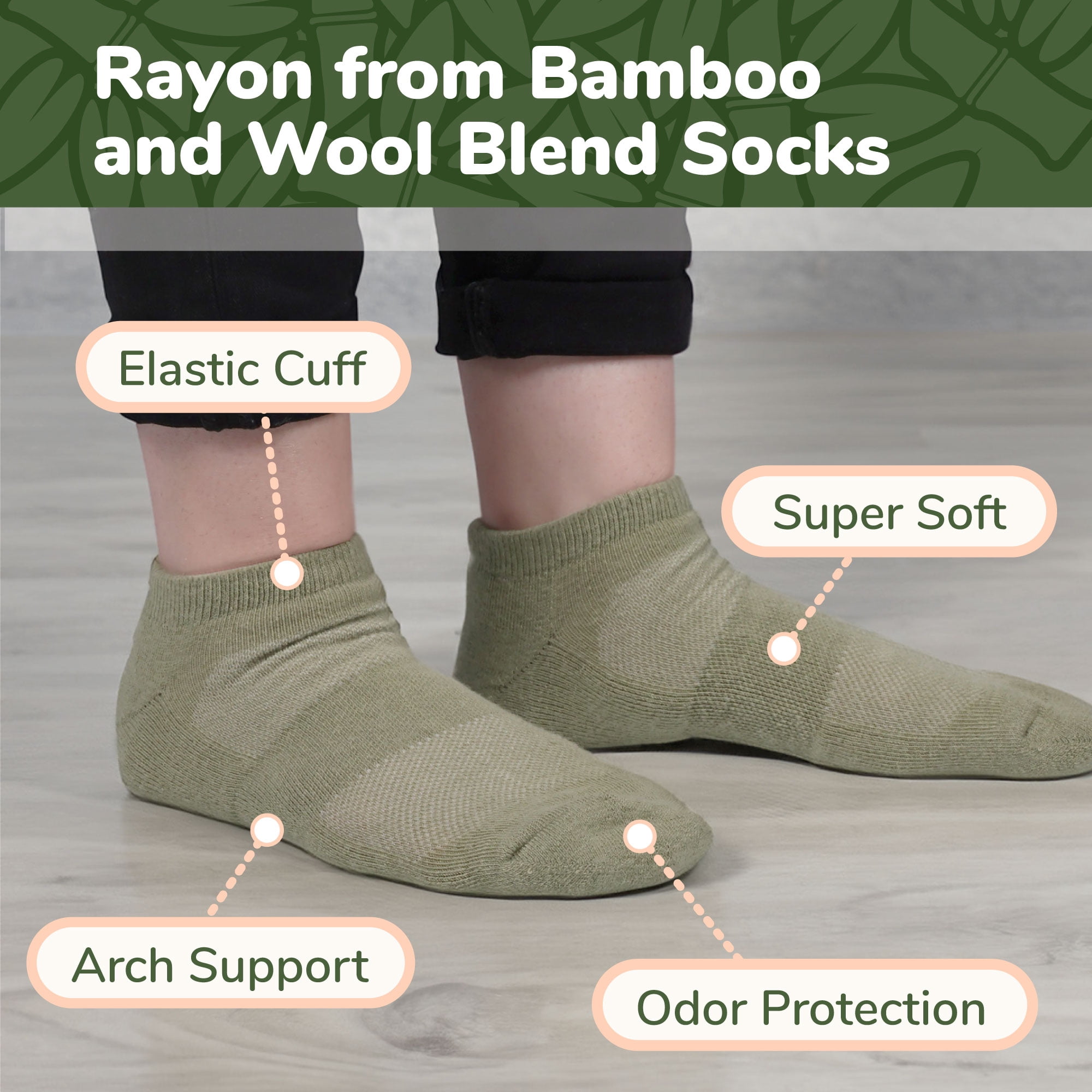 BambooMN Unisex Men and Women's Rayon from Bamboo Wool Blend Athletic Ankle Socks for Home, Travel, Work and Sport - Brown - 4 Pairs - Large