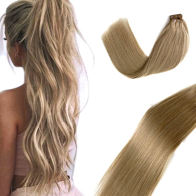 Extensiones de Cabello Cinta en Extensiones de Cabello Humano Real 20 Piezas Cinta de Trama de Piel en Extensiones de Cabello Cinta Adhesiva Invisible en Extensiones de Cabello Rubio Dorado 70 Gramos