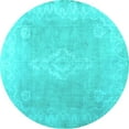 thumbnail image 1 of Ahgly Company Indoor Round Abstract Turquoise Blue Contemporary Area Rugs, 3' Round, 1 of 4
