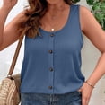 thumbnail image 3 of StSilkitty Womens Sleeveless Tank Tops Solid Color Crewneck Button down Shirts Summer Lightweight Soft Blouses, 3 of 8