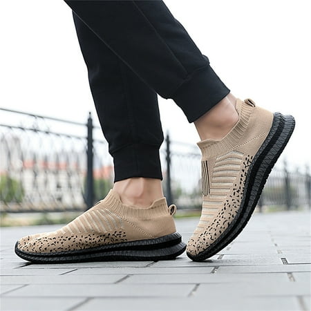 

Cathalem Men Shoes Summer Large Size Lightweight Mesh Outdoor Non Slip Casual Running Shoes Mens Sneaker Socks Size 10-13 Khaki 9