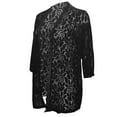 thumbnail image 5 of BODOAO Women's 3/4 Sleeve Bolero Shrugs Crochet Lace Open Cardigan Lightweight Casual Loose Fashion Tops Outifits Autumn Patterned Lace Hollow Lace Solid Color Five Quarter Sleeved Cardigan Black L, 5 of 6