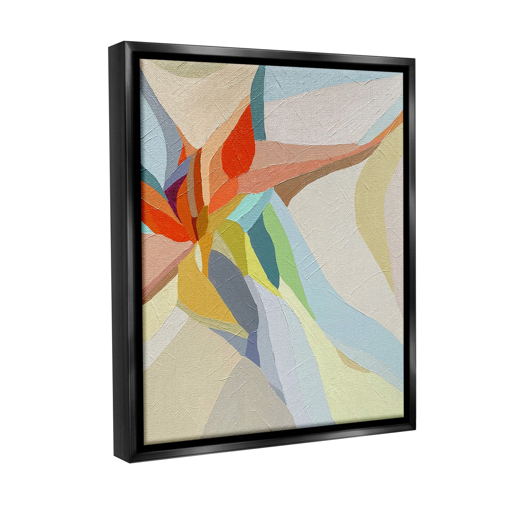 Stupell Industries Asymmetrical Soft Shapes Abstract Painting Black Floater Framed Canvas Art Print Wall Art, 17 x 21