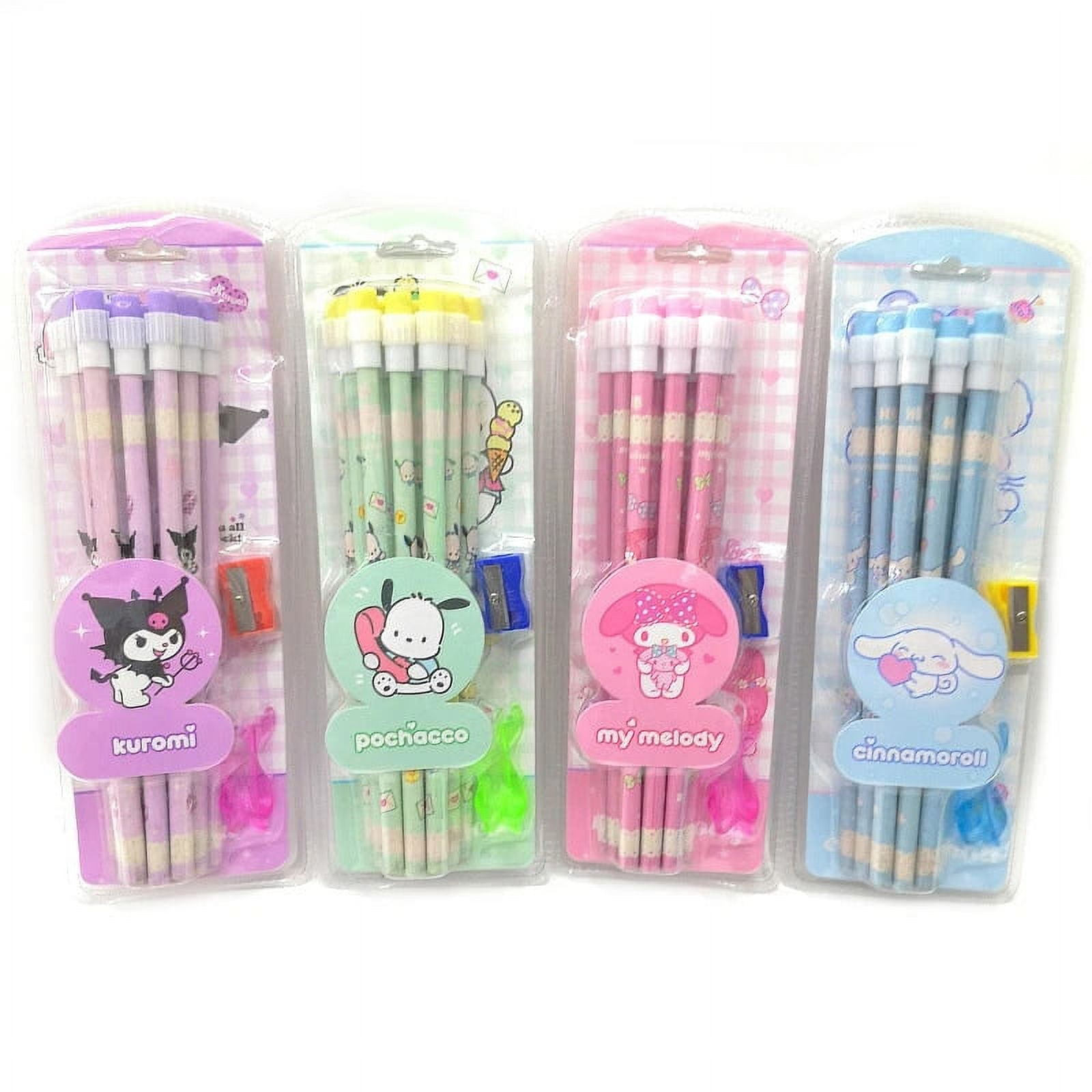 12/24pcs Sanrio Stationery Set Kuromi Cinnamoroll My Melody Pencil  Sharpener Eraser Ruler School Supplies Stationery