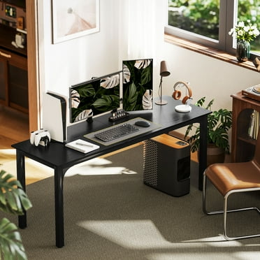 HOMCOM 70.9" Computer Desk, Home Office Desk with Metal Legs, Black