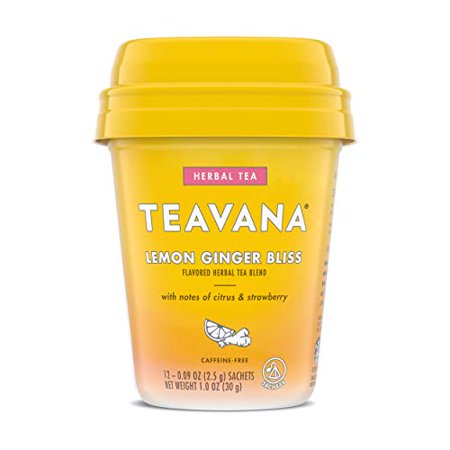 Teavana Lemon Ginger Bliss, Herbal Tea With Citrus & Strawberry, Caffeine Free (1 Pack, 12 Sachets Total)