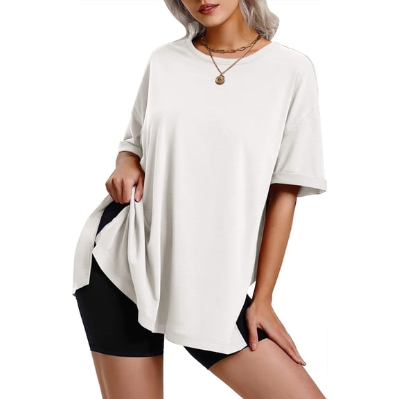 Zeagoo Summer T Shirts for Women Oversized Crew Neck Tees Short Sleeve Loose Fit Workout Tops