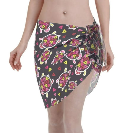 Qekee Ladybug Women s Short Sarongs Cover Ups Sheer Bikini Wraps for Swimwear