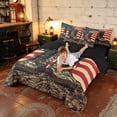 thumbnail image 4 of Manfei Retro Camo Boot Twin Bedding, Vintage US Flag Bedding Comforter Set, Red White Blue, Black Reversible 7 Pieces, 4 of 6