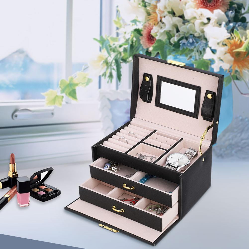 Cikonielf Jewelry Display Holder,Jewelry Display Box,3 Tiers PU Leather