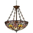 thumbnail image 2 of Robert Louis Tiffany Bronze Pendant Chandelier 24" Wide Tiffany Style Ornamental Stained Glass Bowl Fixture Dining Room Kitchen, 2 of 7