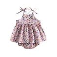 thumbnail image 6 of Newborn Baby Girl Floral Shorts Set Kids Sleeveless Ruffle Dress Tops+Shorts Bottoms 2Pcs Summer Outfits Clothes, 6 of 8