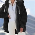 thumbnail image 3 of Fluffy Jacket Women Solid Color Coat Long Sleeve Cardigan Warm Winter Overcoat Button Down Overcoat Windproof Outer Coat, 3 of 6