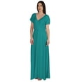 thumbnail image 2 of Inkmeso Wrap Style Jersey Maxi Dress Gathered Waist Summer Casual Classic Long Dress, 2 of 8