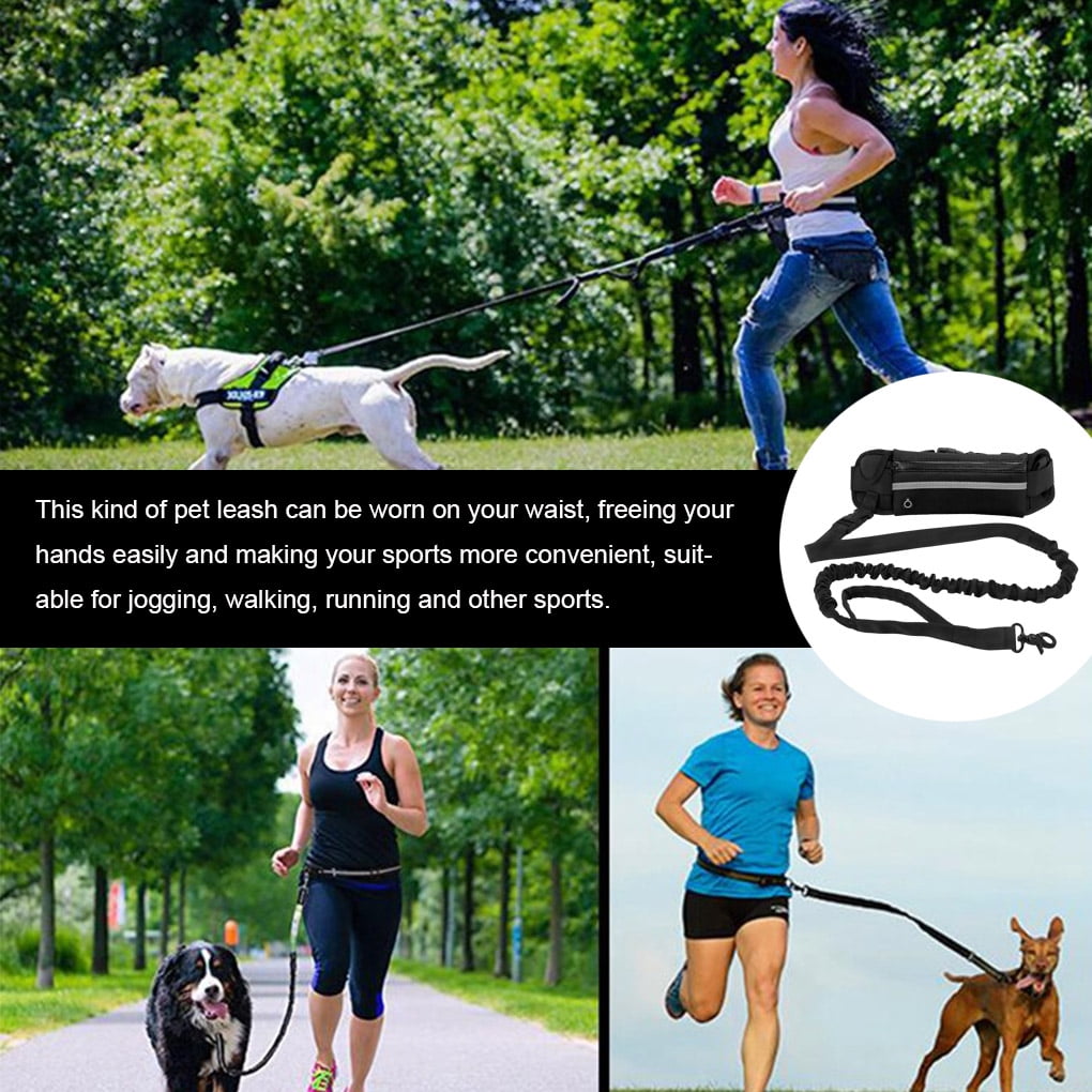 Dog Leash Pet Supplies Puppy Rope Hands free Sporting Sack Cord Compact Size Multicolored Multifunctional Polyester Cotton Waist Bag Black