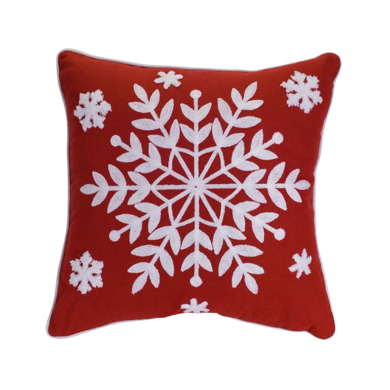 Set of 2 White and Red Snowflake Printed Christmas Throw Pillow 15" - Walmart.com - Walmart.com