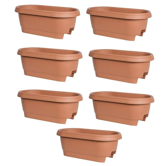 Bloem Classic Oval Deck Rail Planter, Terra Cotta Color 24" (Pack of 7)
