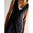 thumbnail image 6 of Women Denim Overalls Mini Dress Adjustable Shoulder Straps High Roller Skirtall Casual Jean Romper Dress Black S, 6 of 7