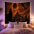 thumbnail image 2 of Cloaked Figure Above a Vast City under an Eclipse, Moody Fantasy for Dragon Fans, Dragon Skyline Art, Halloween Gift, Tapestry Wall Hanging for Bedroom and Study Room, 2 of 7