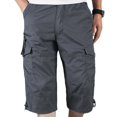 thumbnail image 1 of Men Plain 3/4 Length Cargo Pants Combat Multi Pockets Loose Pants, 1 of 3