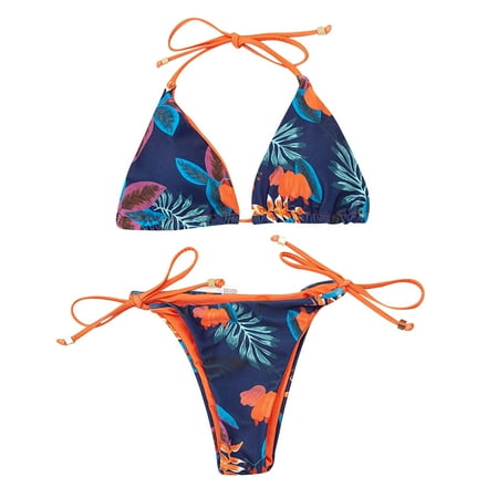 LEEy-world Thong Bikini Swimsuit Women s Swimwear Rock Solid Twister V-Neckline Tummy Control One Piece Swimsuit Dark Blue L