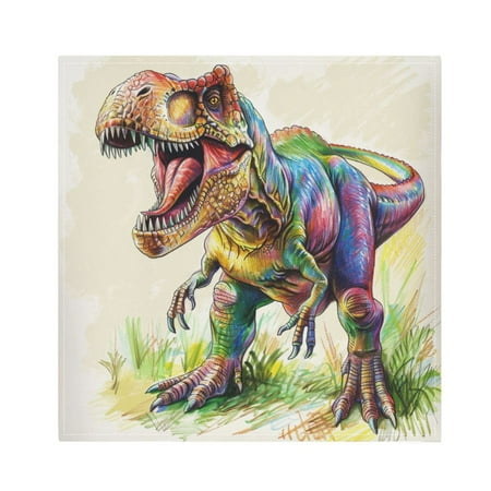 

JSTEL Dinosaur Crayon Dino Drawing Cloth Napkins Set of 4 20x20 Inch Washable and Reusable Napkin for Decoupage Dinner Party Everyday Use