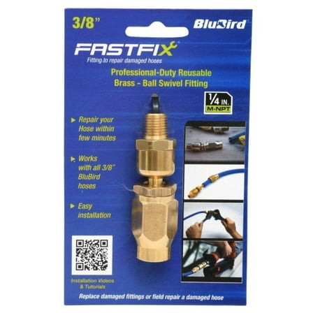Blubird Fast Fix 3/8 Inch Air Hose Assembly Repair Fitting With 1/4 Inch Swivel