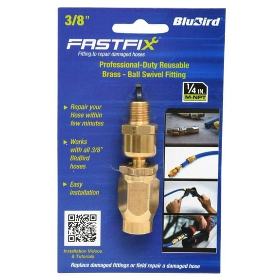 Blubird Fast Fix 3/8 Inch Air Hose Assembly Repair Fitting With 1/4 Inch Swivel