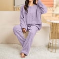 thumbnail image 3 of Sentuca Womens Pajamas Fuzzy Winter Warm Pullover and Pants Fleece Loungewear Soft 2 Piece Sleepwear Sets Purple, 3 of 8
