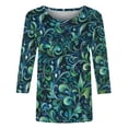 thumbnail image 5 of JTZGDY 3/4 Sleeve Tops for Women Dressy Casual Summer Tie Dye Gradient Color Print T-Shirts Lightweight Comfy Floral Pattern Graphic Tunic Tees Blouse Multicolor#24 L, 5 of 6