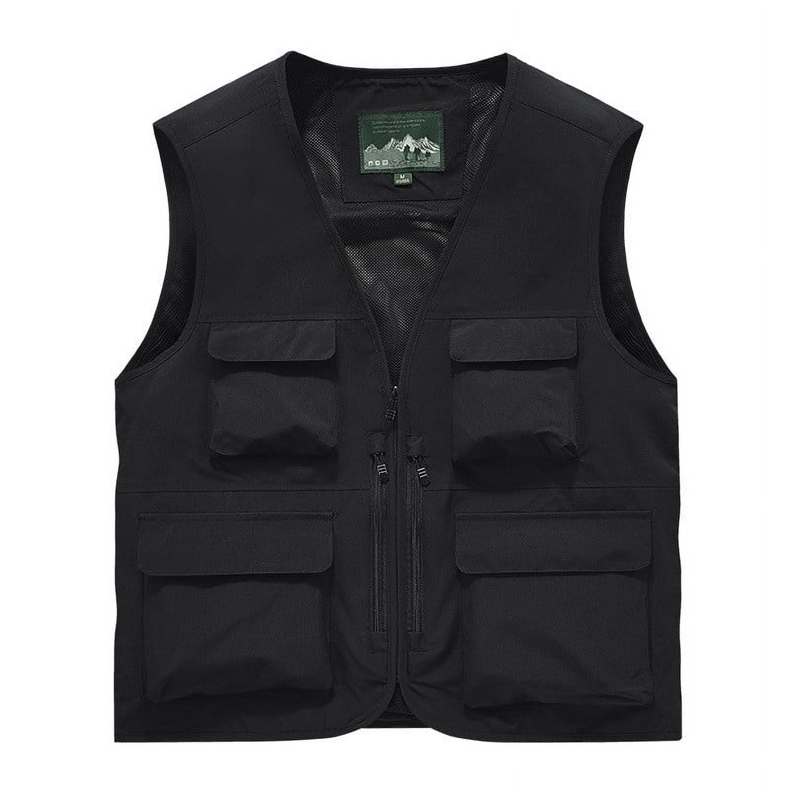 Lilgiuy Men's Outdoor Fishing Vest with Multi Pockets Casual Loose