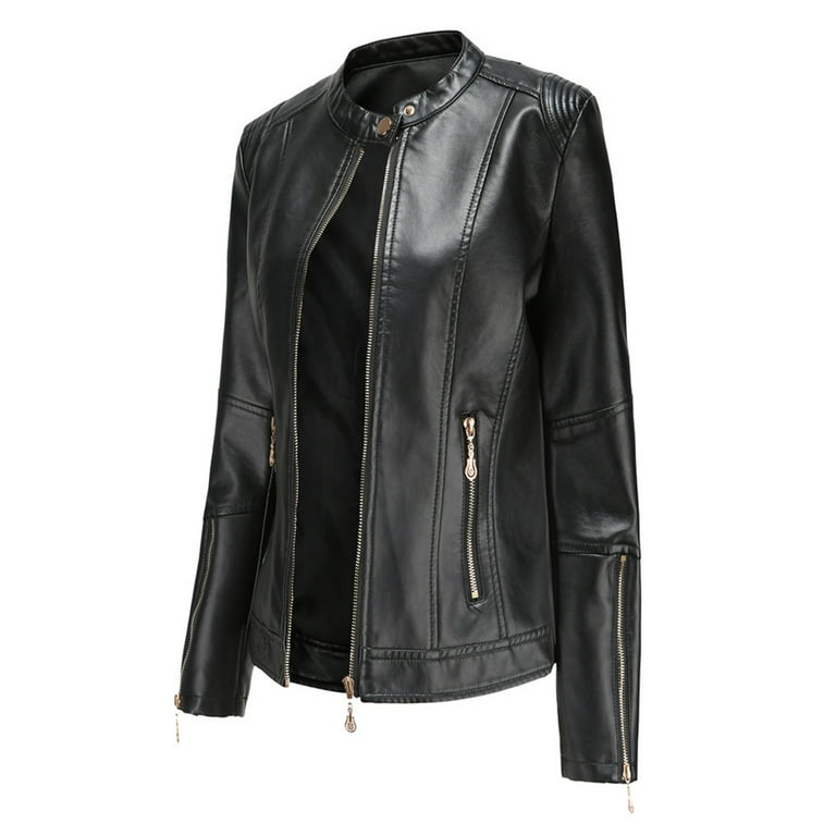 Friends Like These Black Faux Leather Short Collarless Jacket