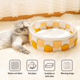thumbnail image 2 of Basket Bed Furniture Sofá para gatitos y mascotas, cama de fieltro trenzado de forma redonda con cojín extraíble lavable de doble cara, lado de felpa cálido (redondo amarillo) oso de fresa Electrónica, 2 of 5