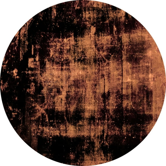 Ahgly Company Indoor Round Abstract Orange Modern Area Rugs, 6' Round