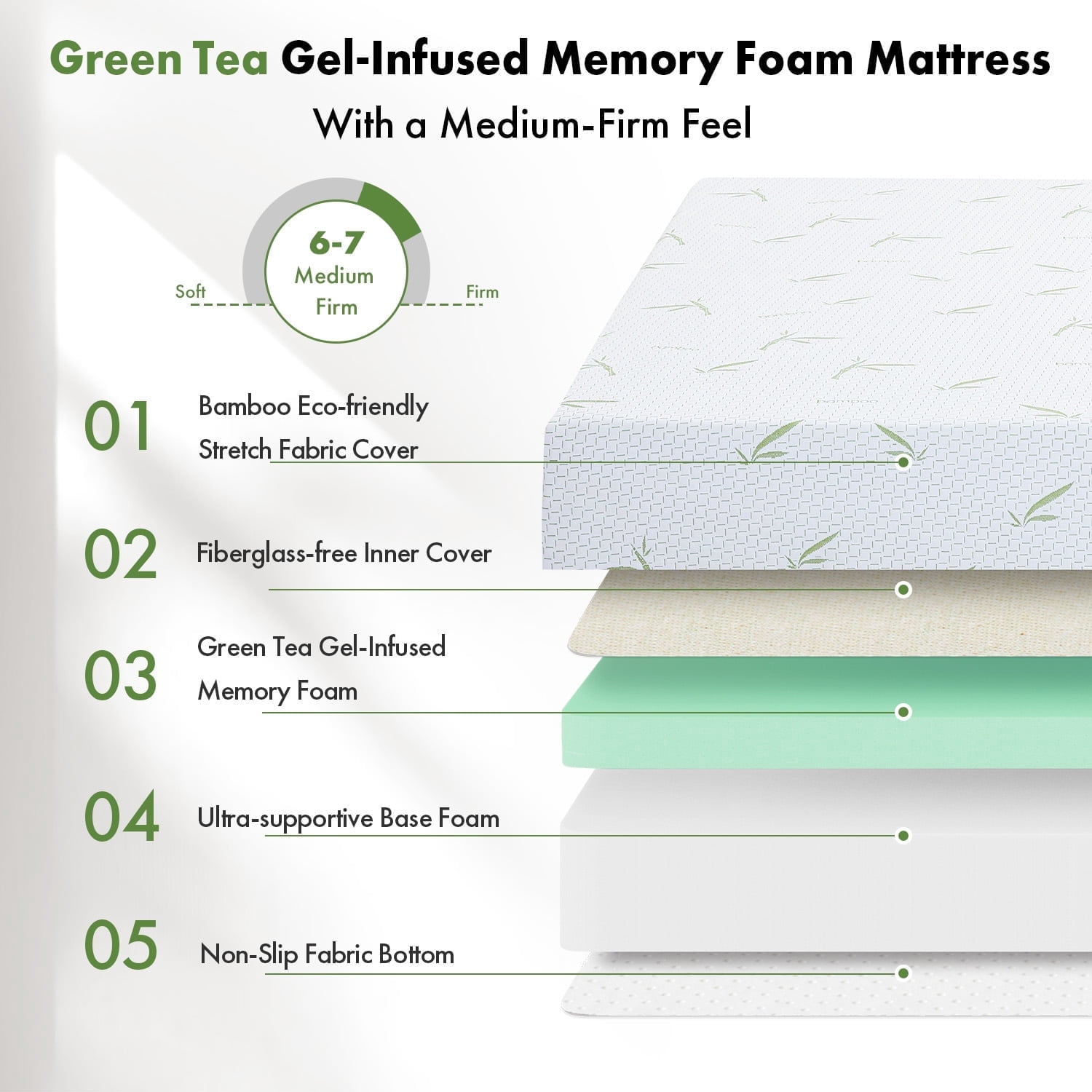 8" Twin Mattress Bed in a Box, Cooling Memory Foam Mattress for Pressure Relief