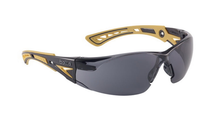Bolle 40244 Rush Smoke Anti-fog Lens Safety Glasses Black/Yellow Frame 
