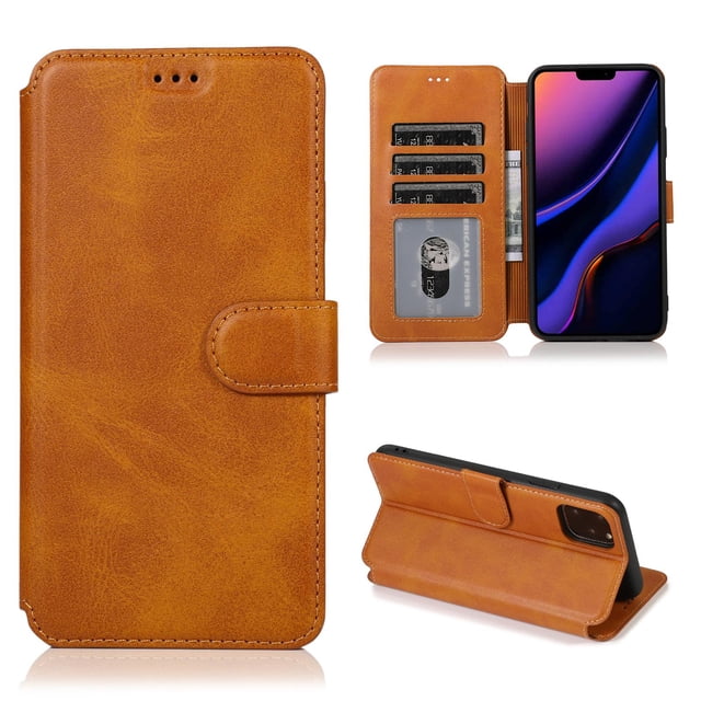 Funda cartera funda suave TPU para iPhone11 Promax6.5, protección del cuerpo, multifunción Marrón 01