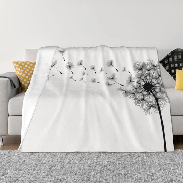 Fotbe Dandelion Blowing In The Wind Manta de Franela con Estampado, Manta Ultrasuave para Cama, Sofá, Auto, Hipoalergénica y Antibolitas-60"x50"