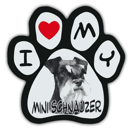 Mighty Mini Magnet - Picture Paws | Dog Paw Shaped Magnets: I Love My Mini Schnauzer | Car Magnet